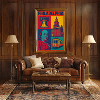 Philadelphia Historical Icons Pop Art Travel Poster PosterGoat