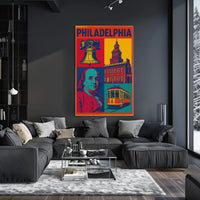 Philadelphia Historical Icons Pop Art Travel Poster PosterGoat