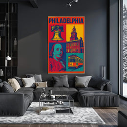 Philadelphia Historical Icons Pop Art Travel Poster PosterGoat