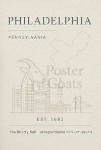 Philadelphia Iconic Landmarks Styled Cultural Heritage Poster PosterGoat