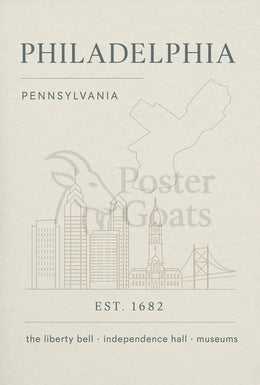 Philadelphia Iconic Landmarks Styled Cultural Heritage Poster PosterGoat
