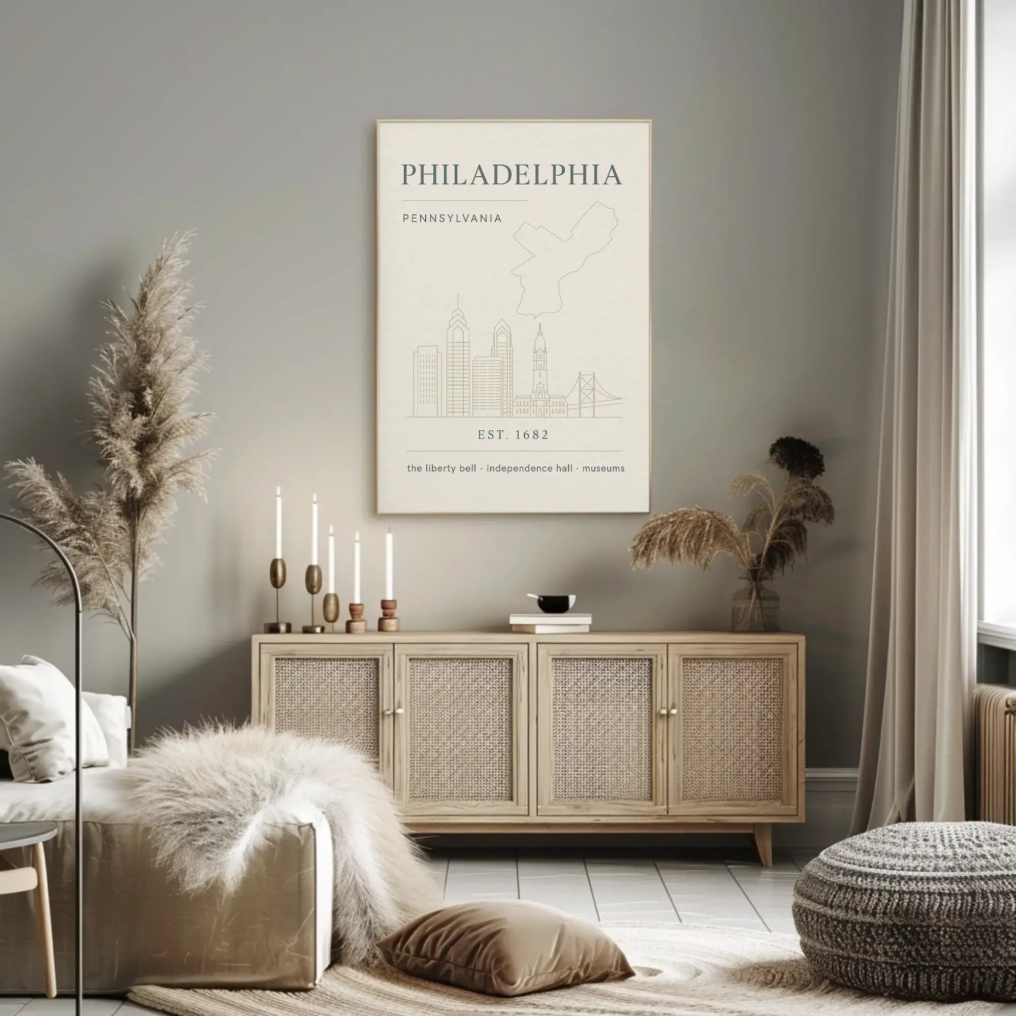 Philadelphia Iconic Landmarks Styled Cultural Heritage Poster PosterGoat