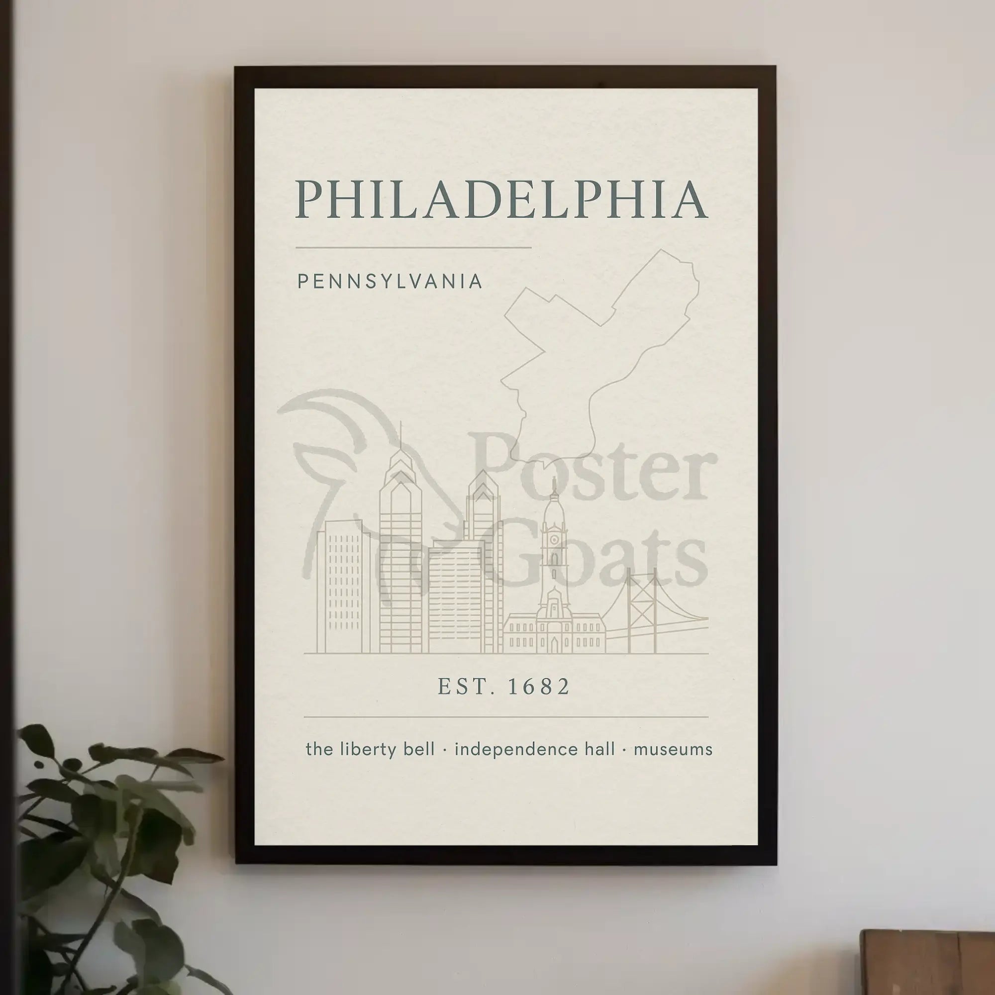 Philadelphia Iconic Landmarks Styled Cultural Heritage Poster PosterGoat