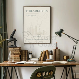 Philadelphia Iconic Landmarks Styled Cultural Heritage Poster PosterGoat