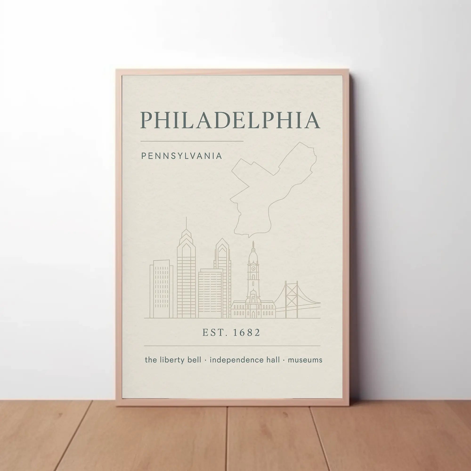 Philadelphia Iconic Landmarks Styled Cultural Heritage Poster PosterGoat