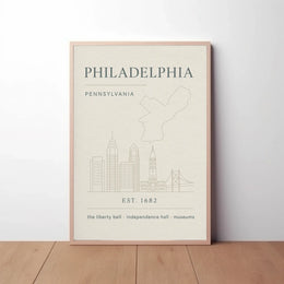 Philadelphia Iconic Landmarks Styled Cultural Heritage Poster PosterGoat