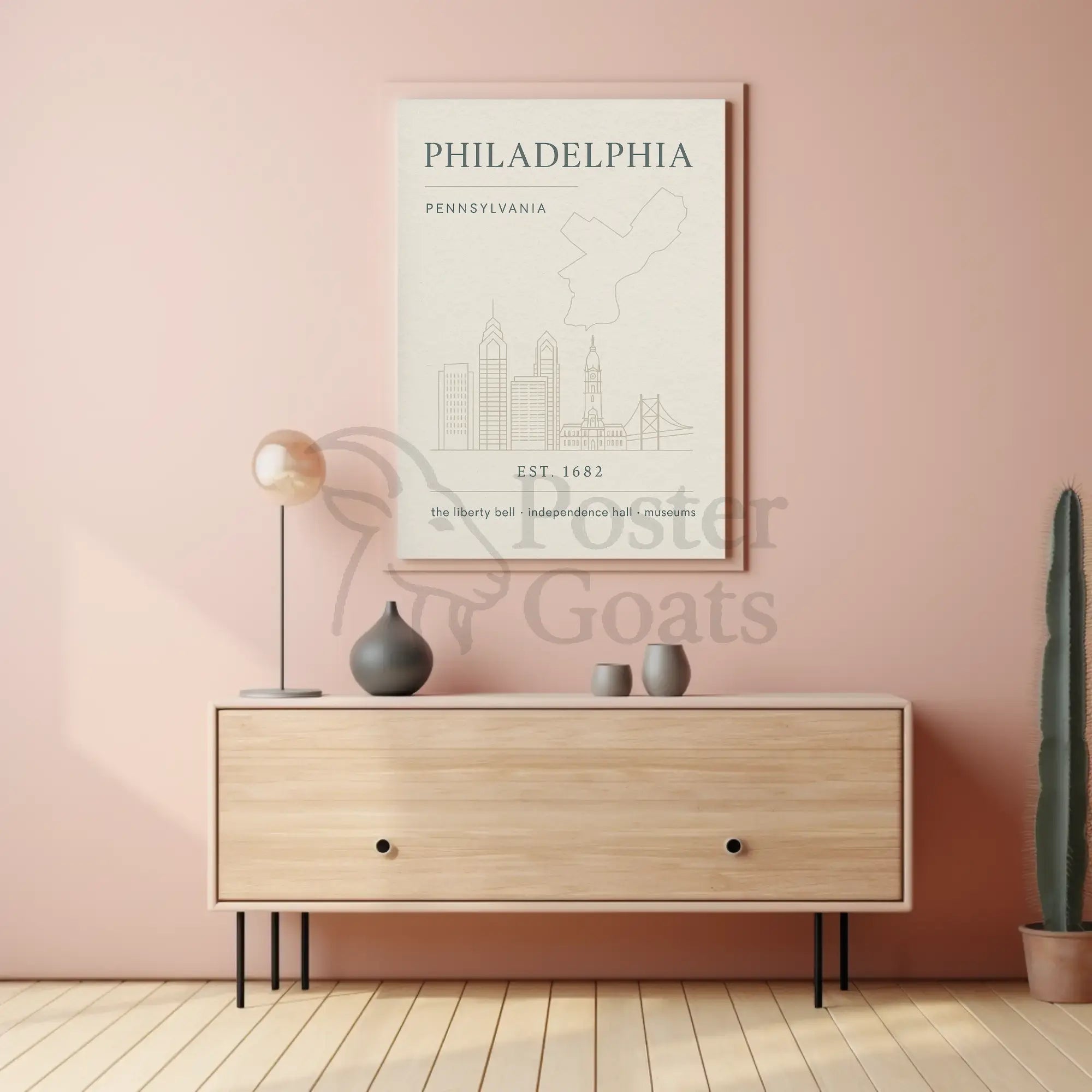 Philadelphia Iconic Landmarks Styled Cultural Heritage Poster PosterGoat