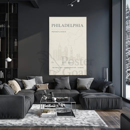 Philadelphia Iconic Landmarks Styled Cultural Heritage Poster PosterGoat