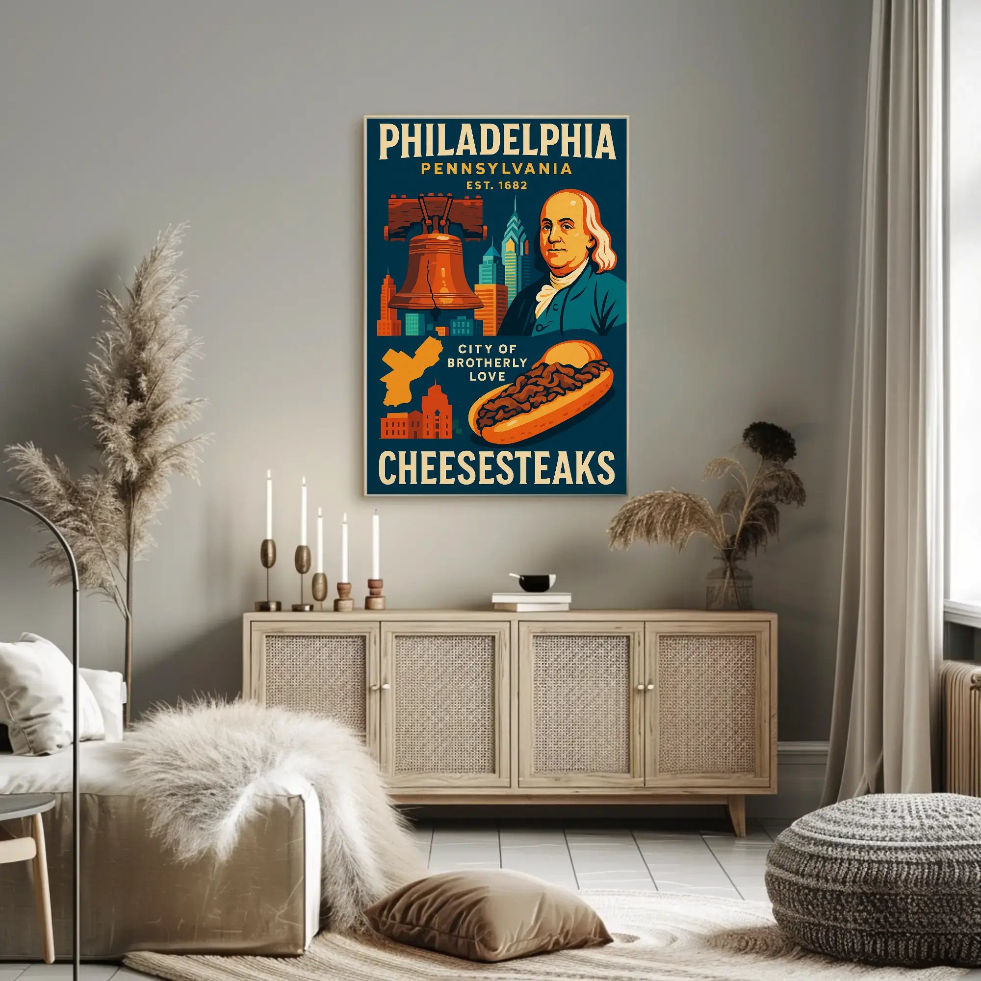 Philadelphia Icons Celebratory Heritage Cultural Poster PosterGoat
