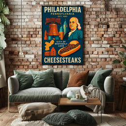 Philadelphia Icons Celebratory Heritage Cultural Poster PosterGoat