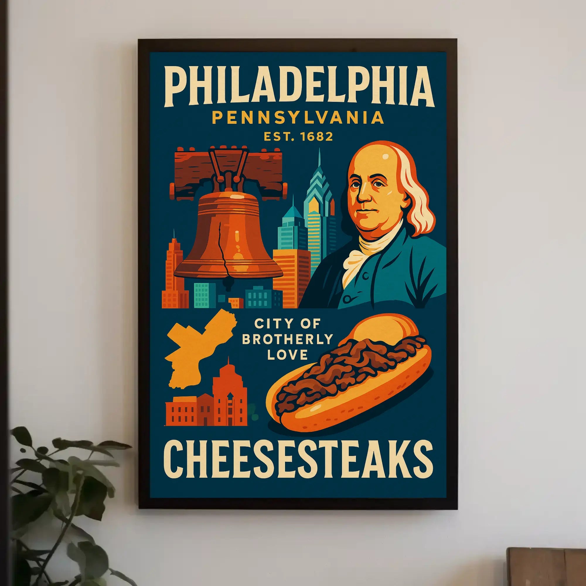 Philadelphia Icons Celebratory Heritage Cultural Poster PosterGoat