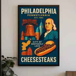 Philadelphia Icons Celebratory Heritage Cultural Poster PosterGoat
