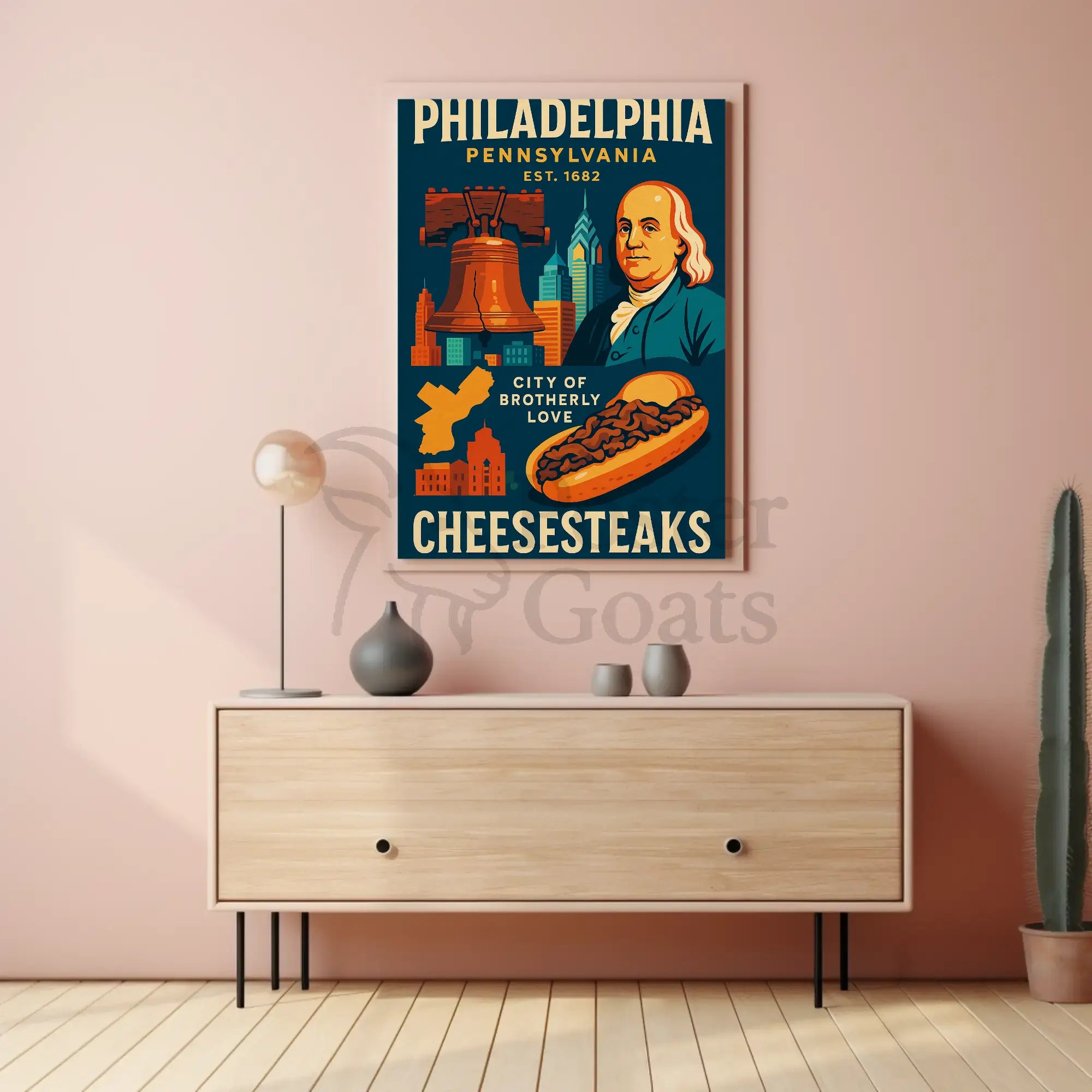 Philadelphia Icons Celebratory Heritage Cultural Poster PosterGoat