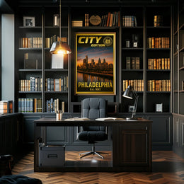 Philadelphia Skyline City Edition Artwork Travel Poster PosterGoat