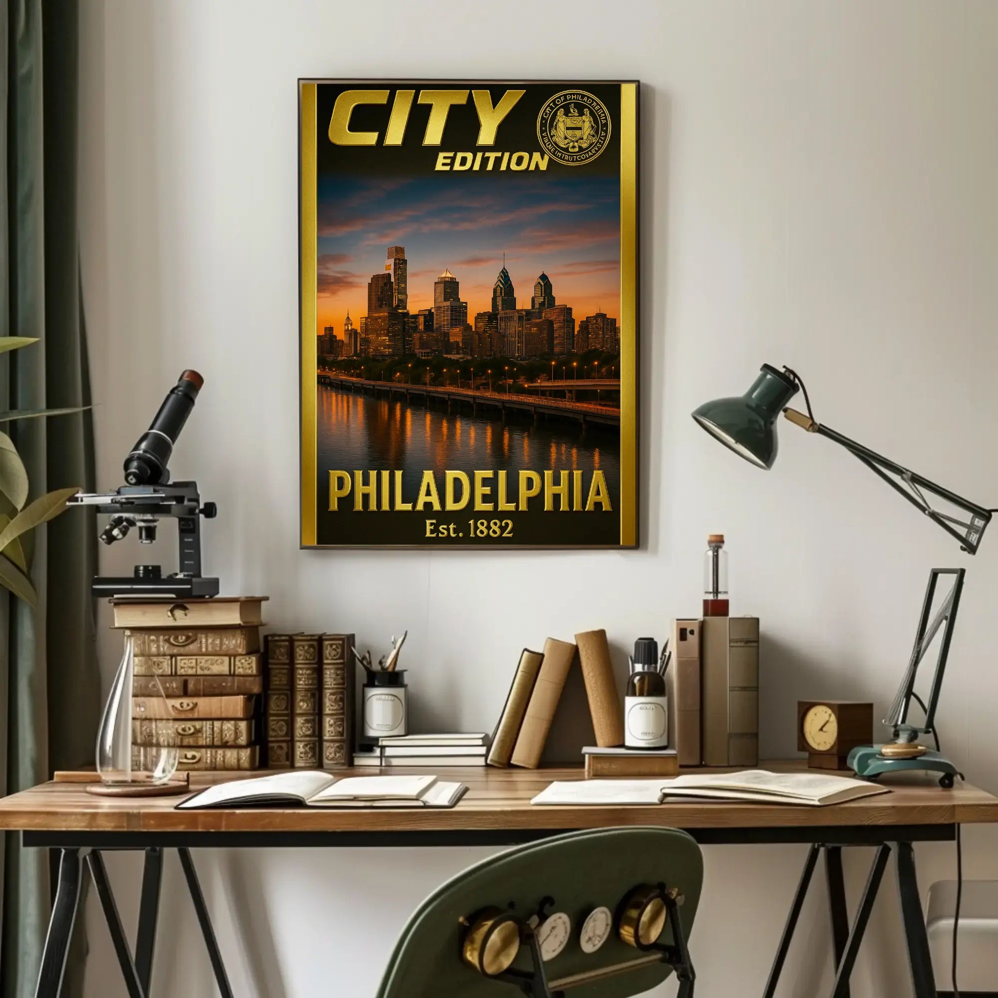 Philadelphia Skyline City Edition Artwork Travel Poster PosterGoat