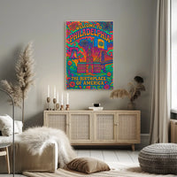 Philadelphia's Vibrant Retro Celebration Travel Poster PosterGoat