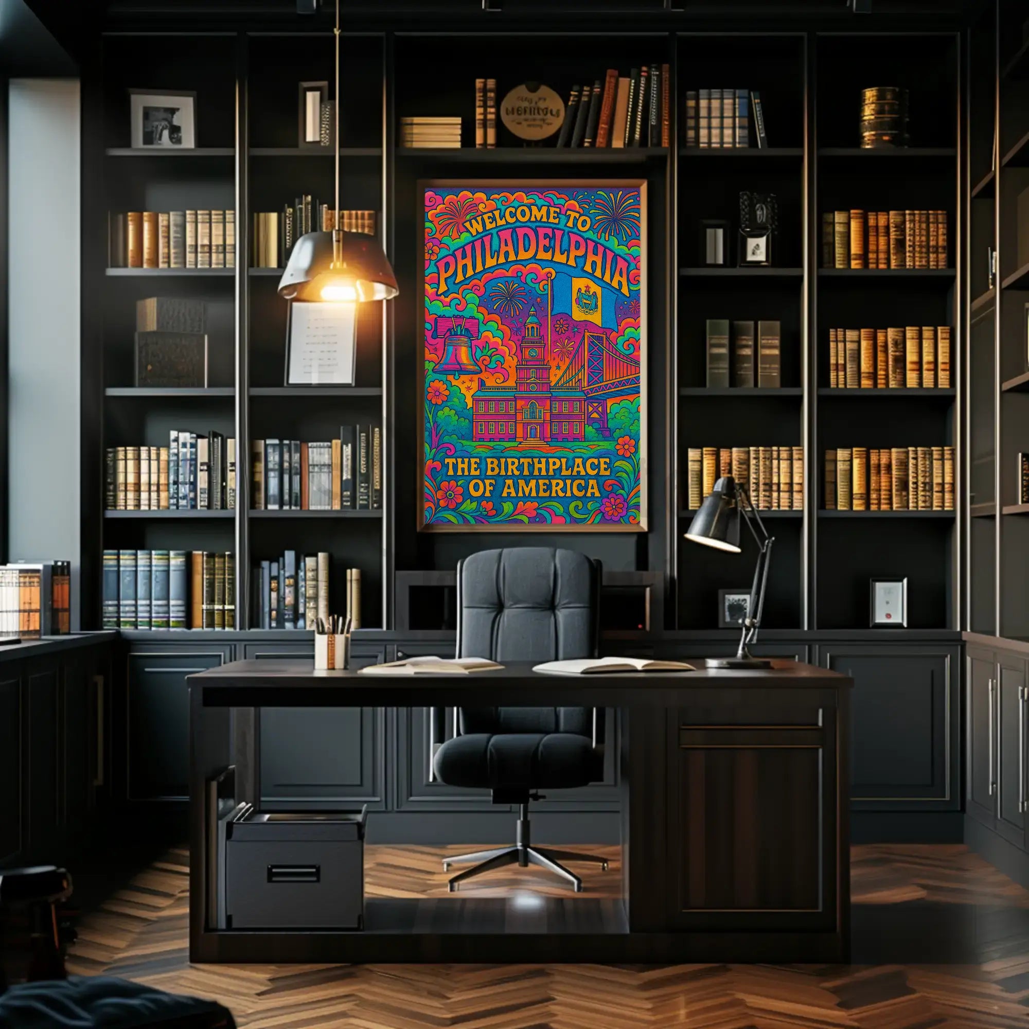 Philadelphia's Vibrant Retro Celebration Travel Poster PosterGoat