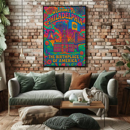Philadelphia's Vibrant Retro Celebration Travel Poster PosterGoat