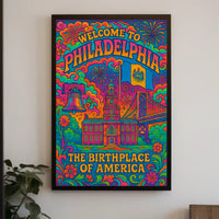 Philadelphia's Vibrant Retro Celebration Travel Poster PosterGoat