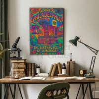 Philadelphia's Vibrant Retro Celebration Travel Poster PosterGoat