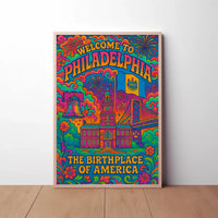 Philadelphia's Vibrant Retro Celebration Travel Poster PosterGoat