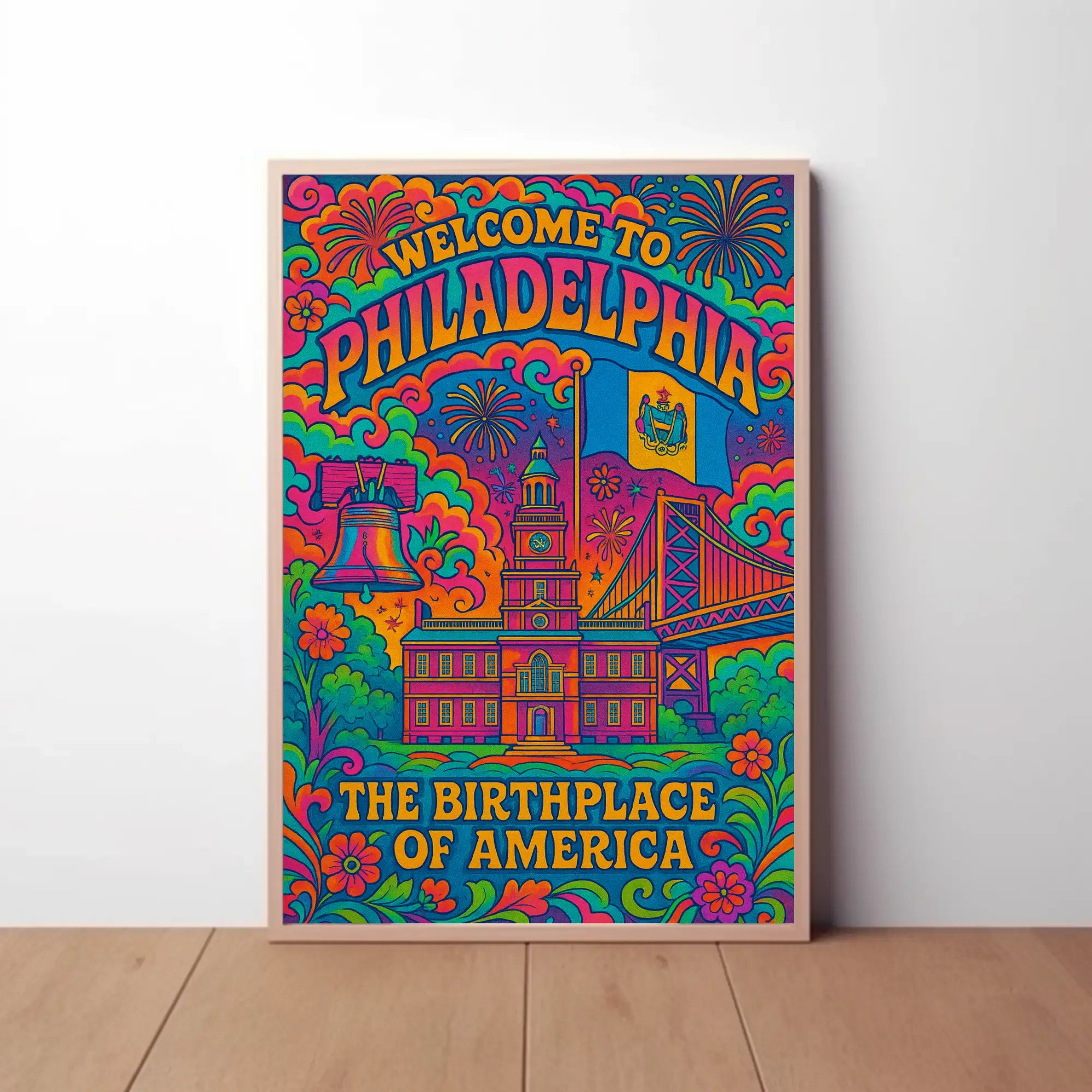 Philadelphia's Vibrant Retro Celebration Travel Poster PosterGoat