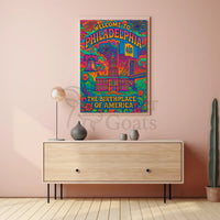 Philadelphia's Vibrant Retro Celebration Travel Poster PosterGoat