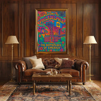 Philadelphia's Vibrant Retro Celebration Travel Poster PosterGoat