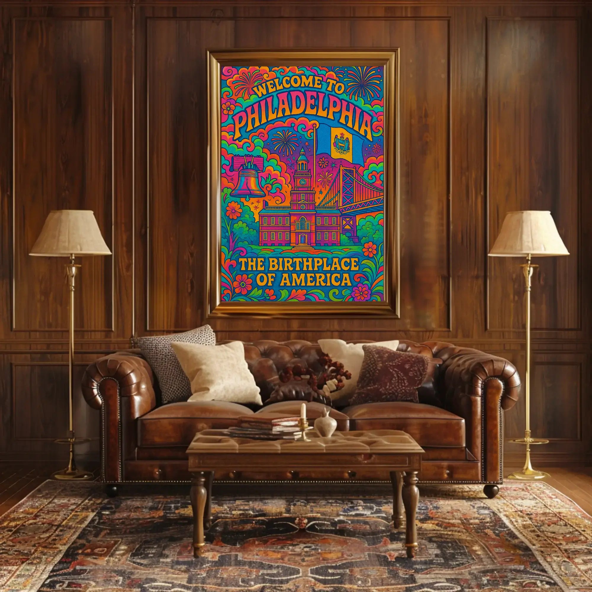 Philadelphia's Vibrant Retro Celebration Travel Poster PosterGoat