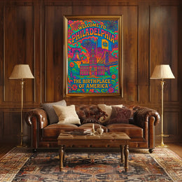 Philadelphia's Vibrant Retro Celebration Travel Poster PosterGoat