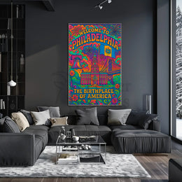 Philadelphia's Vibrant Retro Celebration Travel Poster PosterGoat