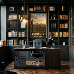 Phoenix Arizona Skyline with Cacti Travel Poster PosterGoat