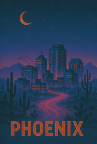Phoenix Desert Night Journey Travel Poster PosterGoat