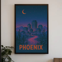 Phoenix Desert Night Journey Travel Poster PosterGoat