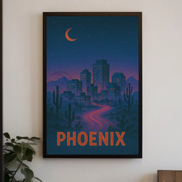 Phoenix Desert Night Journey Travel Poster PosterGoat