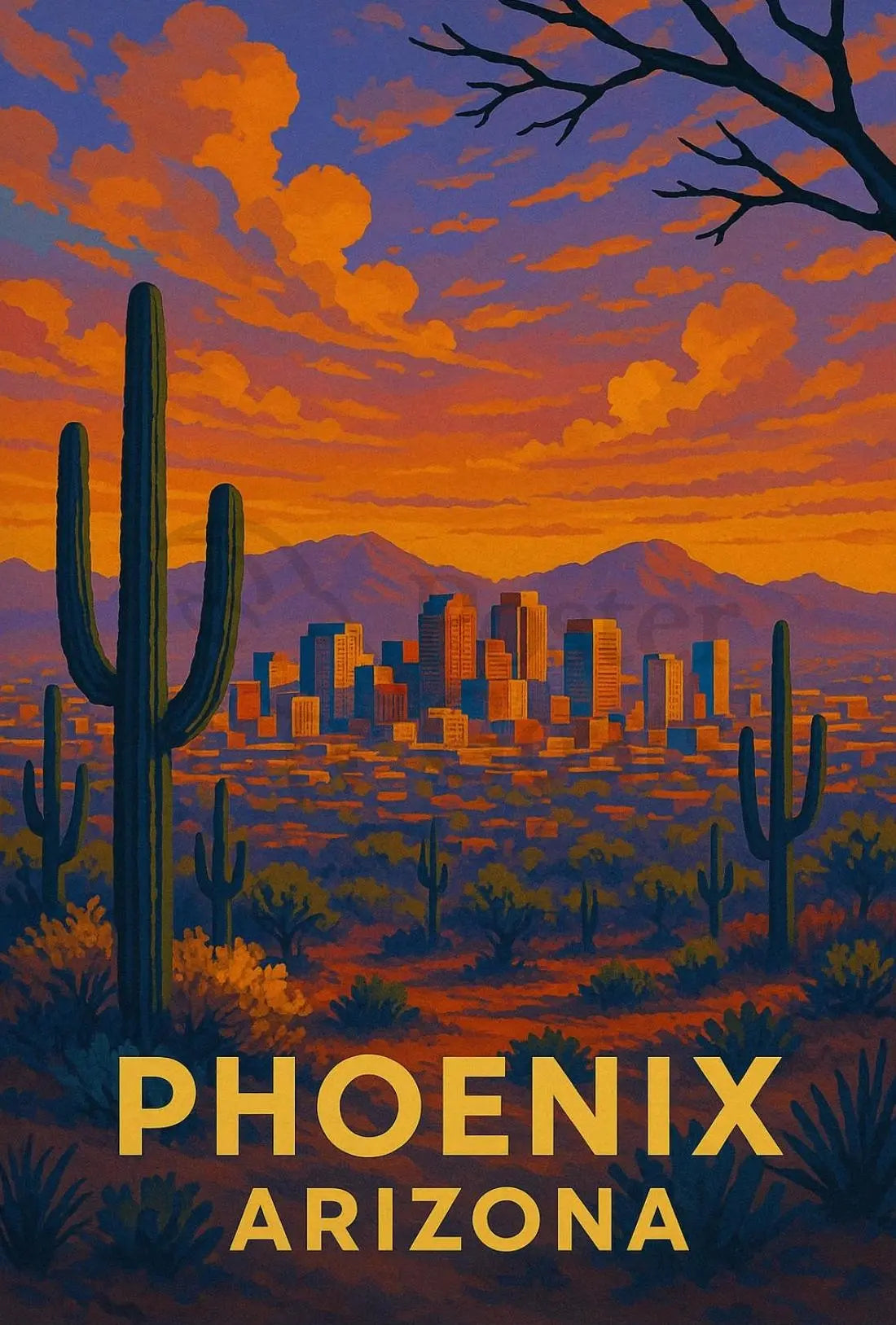 Phoenix Desert Scene Travel Poster PosterGoat