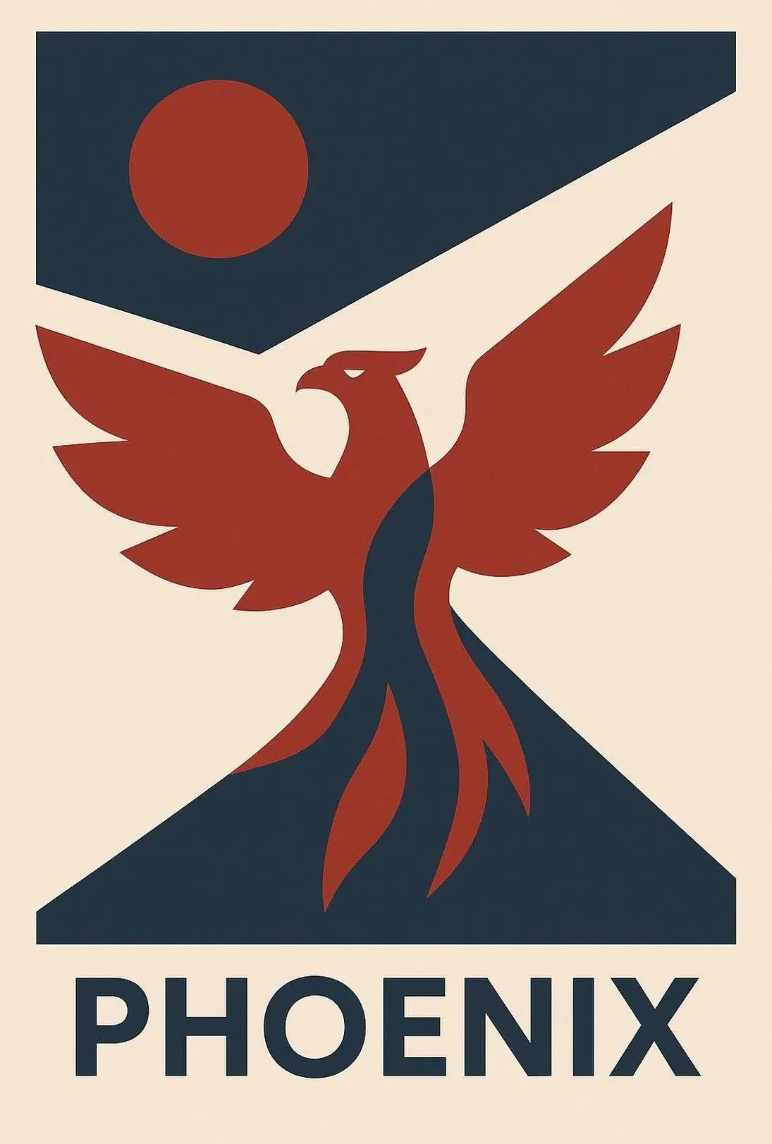 Phoenix Rebirth Mid-Century Modern Propaganda Poster PosterGoat