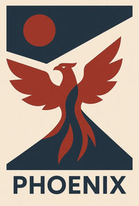 Phoenix Rebirth Mid-Century Modern Propaganda Poster PosterGoat