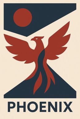 Phoenix Rebirth Mid-Century Modern Propaganda Poster PosterGoat