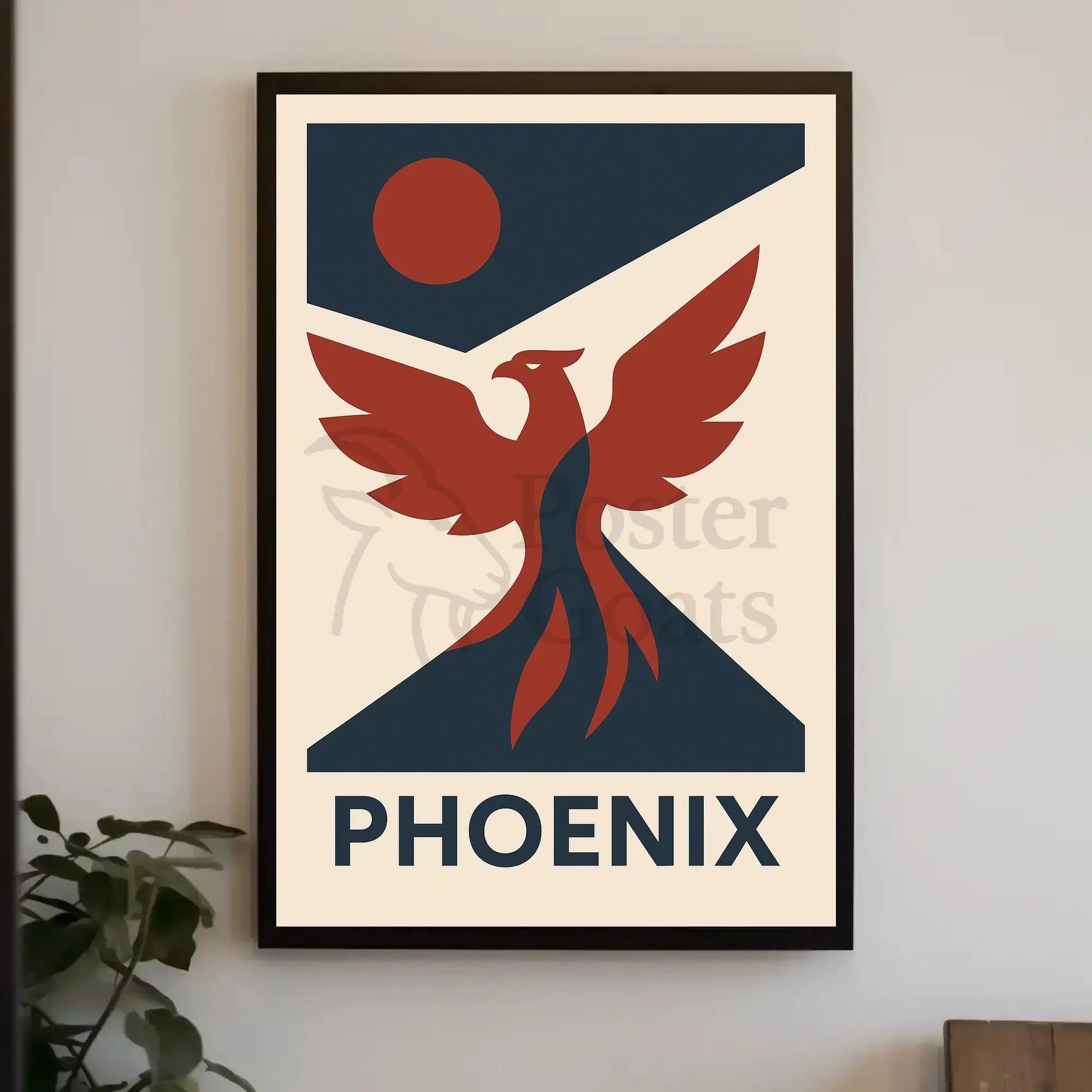 Phoenix Rebirth Mid-Century Modern Propaganda Poster PosterGoat
