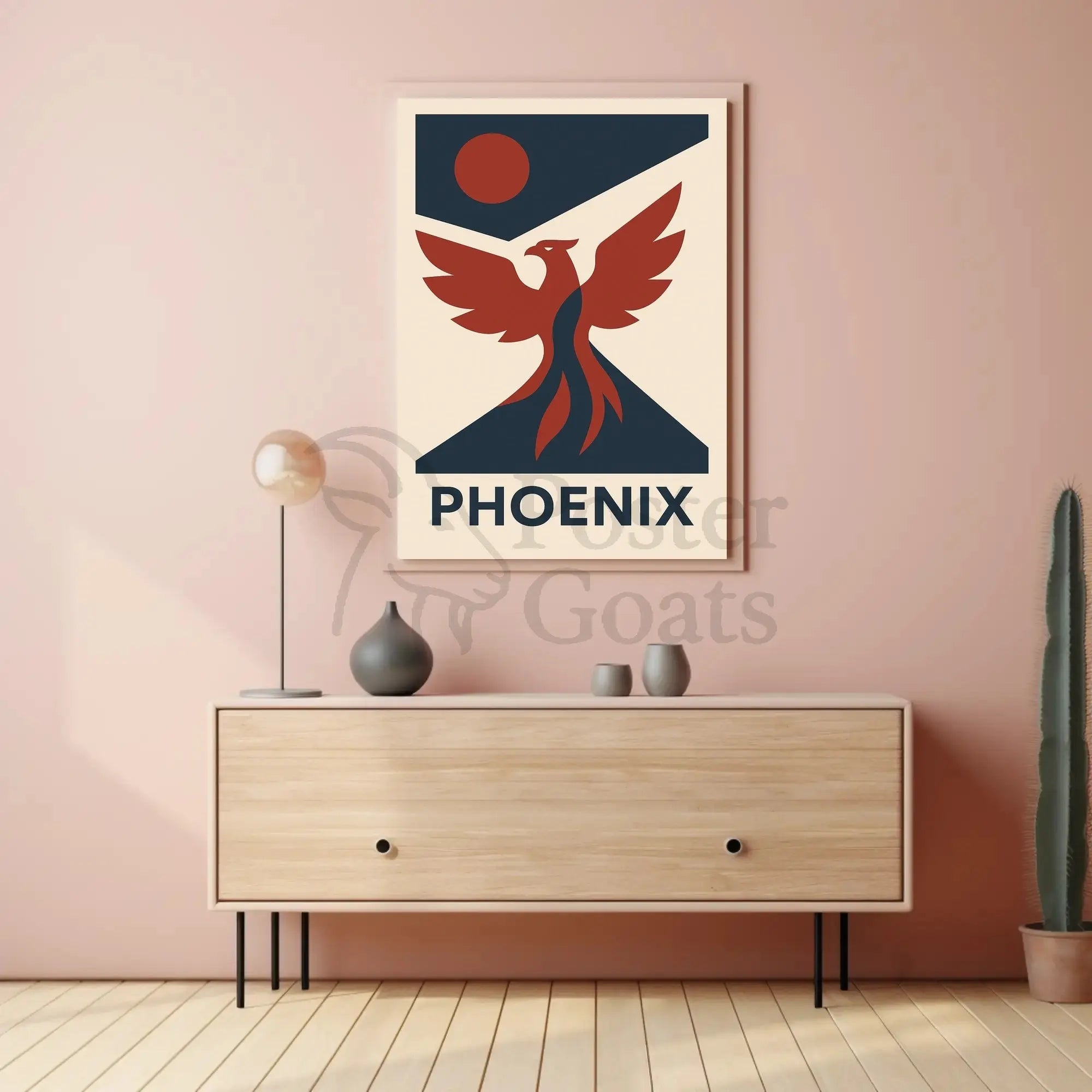 Phoenix Rebirth Mid-Century Modern Propaganda Poster PosterGoat