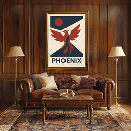 Phoenix Rebirth Mid-Century Modern Propaganda Poster PosterGoat
