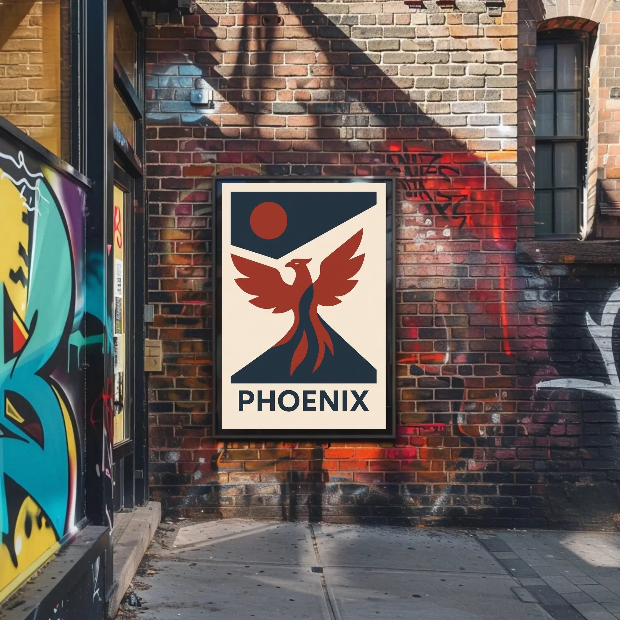 Phoenix Rebirth Mid-Century Modern Propaganda Poster PosterGoat