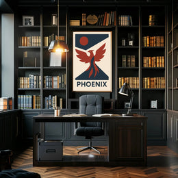 Phoenix Rebirth Mid-Century Modern Propaganda Poster PosterGoat