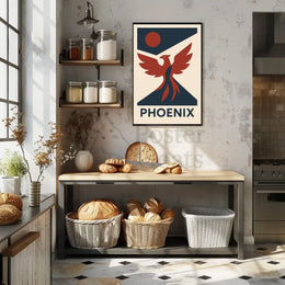 Phoenix Rebirth Mid-Century Modern Propaganda Poster PosterGoat