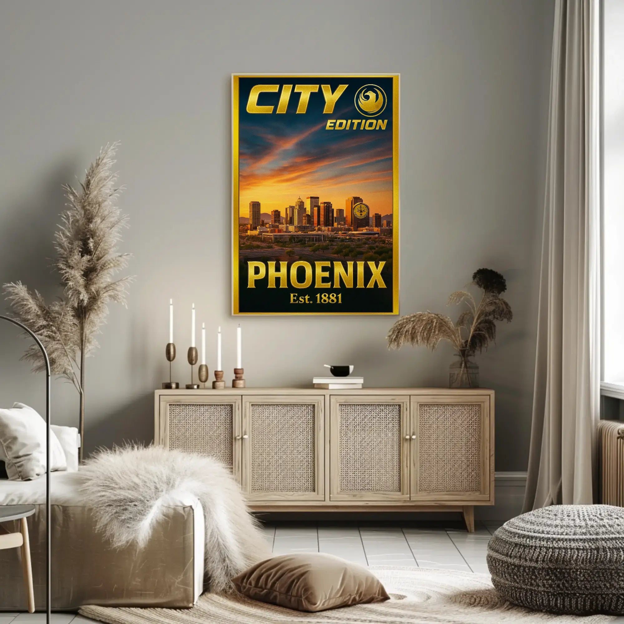 Phoenix Skyline Modern Urban Travel Poster PosterGoat