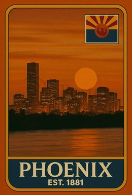 Phoenix Skyline Vintage Travel Poster PosterGoat