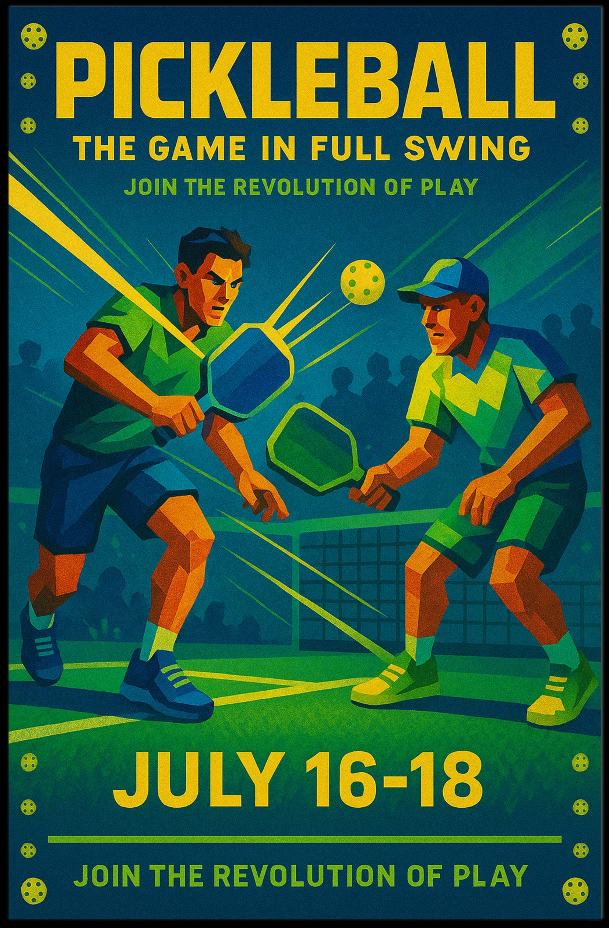 Pickleball Game Full Swing Wall Art Print PosterGoat