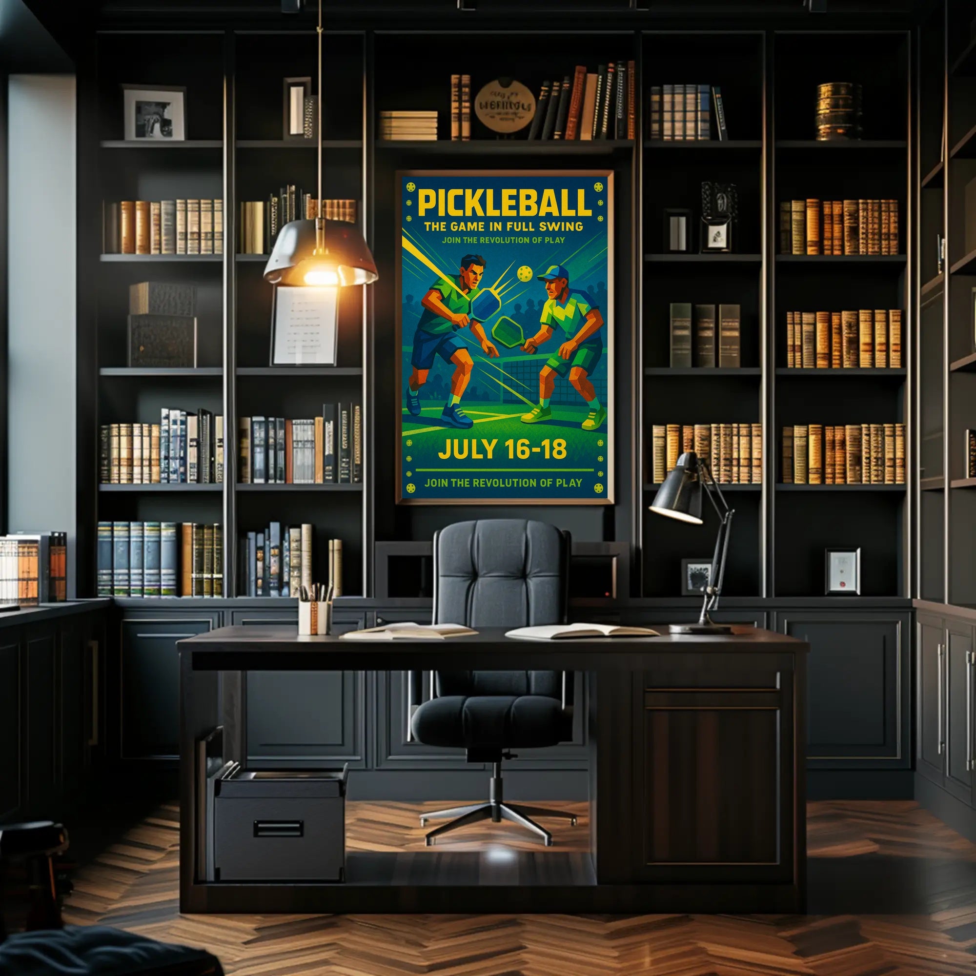 Pickleball Game Full Swing Wall Art Print PosterGoat