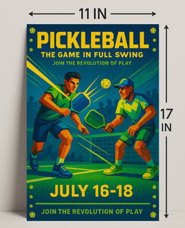 Pickleball Game Full Swing Wall Art Print PosterGoat